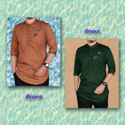 Men's 3/4 Sleeve Katua-Brown & Green