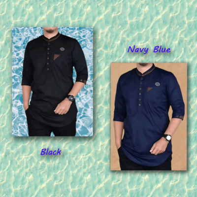 Men's 3/4 Sleeve Katua-Black & Navy Blue