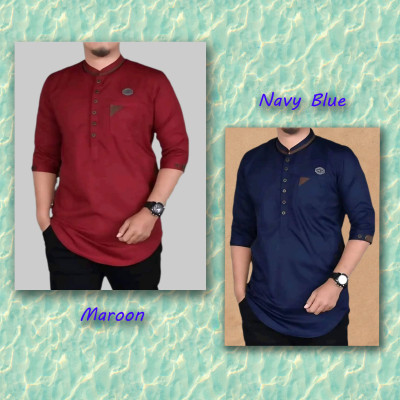 Men's 3/4 Sleeve Katua-Maroon & Navy Blue