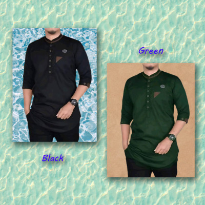 Men's 3/4 Sleeve Katua-Black & Green